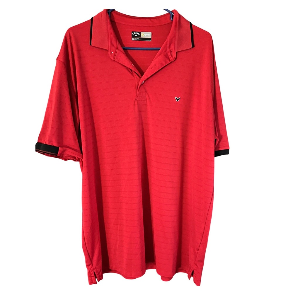 Callaway‎ Opti-Dri Men's XL Red Golf Polo Shirt Striped Stretch